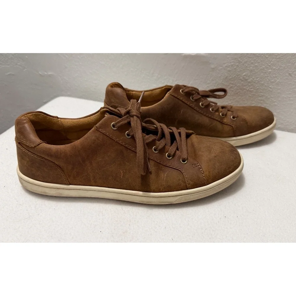 Born Harrison Mens Brown Leather Sneakers Low Top Lace Up Shoes Size 9M